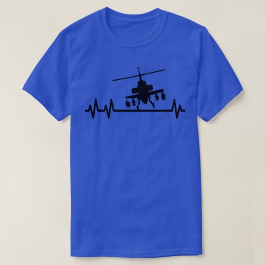 攻撃ヘリコプター戦闘パイロット心拍 Tシャツ (デザイン正面)