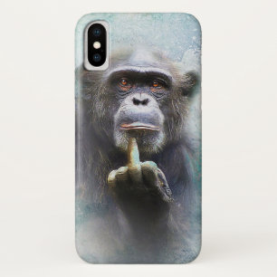 攻撃動おもしろい物チンパンジー中指 iPhone X ケース