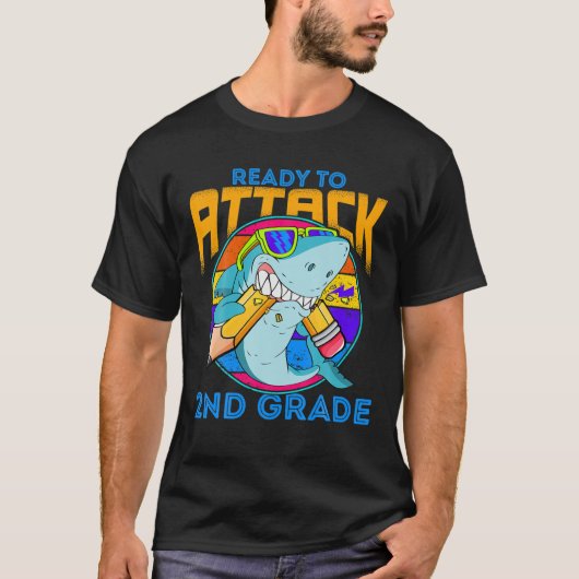 攻撃準備完了2級サメ新学期Gif Tシャツ (正面)