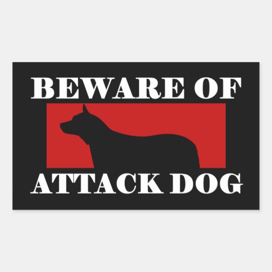 攻撃犬に注意 – オーストラリアの牛の犬 長方形シール (正面)