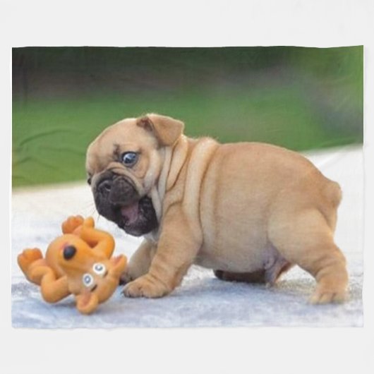 攻撃犬 フリースブランケット (正面(横))