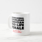 攻撃的な共和党の女性のキリスト教のマグのユーモア コーヒーマグカップ (正面左)