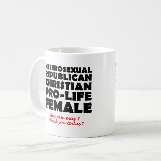攻撃的な共和党の女性のキリスト教のマグのユーモア コーヒーマグカップ (正面左)