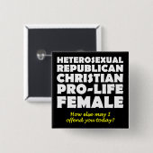 攻撃的な共和党の女性クリスチャンのボタンピン 缶バッジ (正面&裏面)