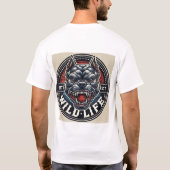 攻撃的な犬の円形エンブレム Tシャツ (裏面)