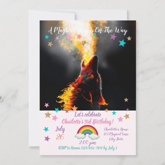 攻撃的な狼の頭 招待状 (正面)