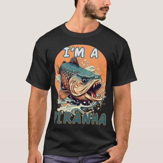 攻撃的な魚の釣りアート Tシャツ (正面)
