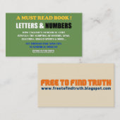 放して下さい真実/手紙及び数(プロモーション)を見つけるために 名刺 (正面/裏面)