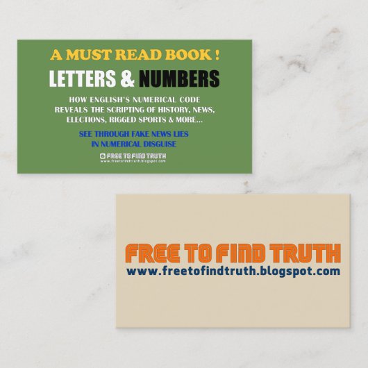 放して下さい真実/手紙及び数(プロモーション)を見つけるために 名刺 (正面/裏面)