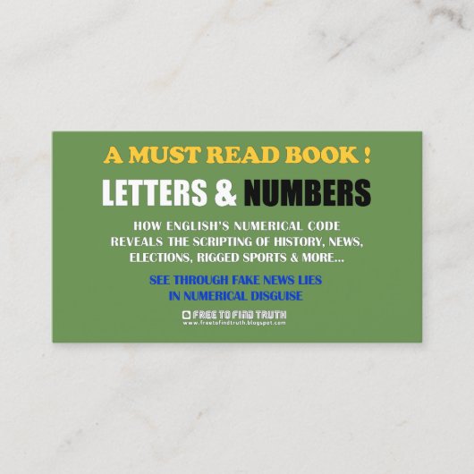 放して下さい真実/手紙及び数(プロモーション)を見つけるために 名刺 (正面)