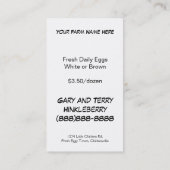 放し飼いの卵の層か家禽の鳥 名刺 (裏面)