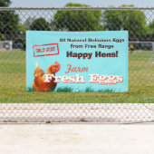 放し飼いの鶏の卵は旗をここに販売しました 横断幕 (インサイチュ)