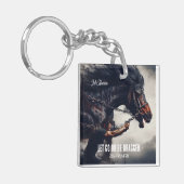 「放せ、引っ張られよ」と強力な馬 キーホルダー (正面左)