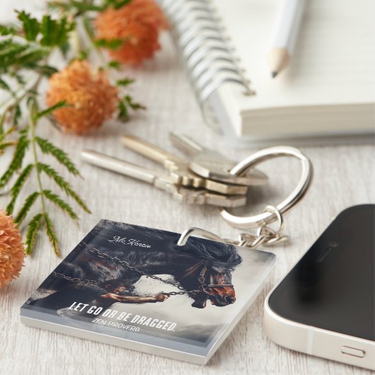 「放せ、引っ張られよ」と強力な馬 キーホルダー (正面右)