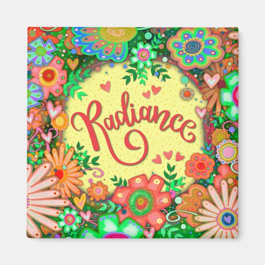 放射かわいらしおもしろいフローラハート感度 マグネット (正面)