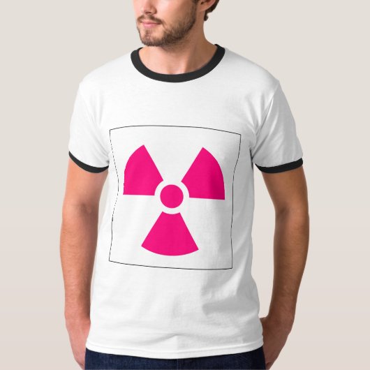 放射のトレフォイルの印の記号の警告標識の記号 Tシャツ (正面)