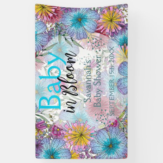 放射エレガント性ボヘミアの花のベビーの開花 横断幕 (縦)