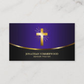 放射エレガント金ゴールドクロスエバンジェリスト王室のパープル 名刺 (正面)