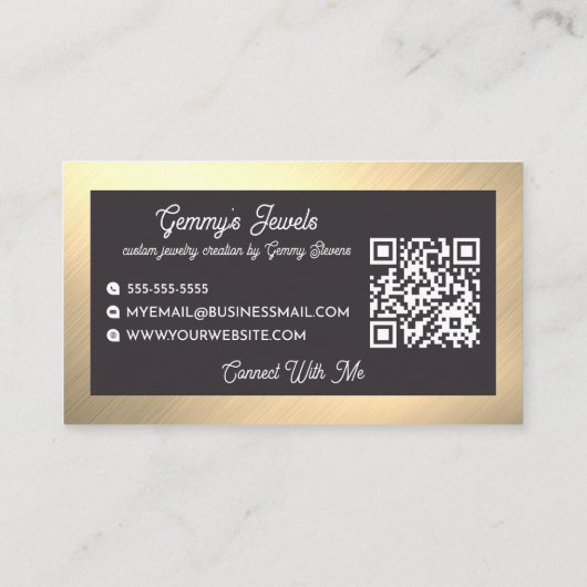 放射エレガント金ゴールドブラックカスタムジュエリークラフター 名刺 (裏面)