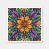 放射スターバストユニーク:黄色と紫のファンタジー スタンダードカクテルナプキン (正面)