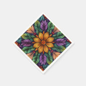 放射スターバストユニーク:黄色と紫のファンタジー スタンダードカクテルナプキン (角)