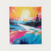 放射セレニティ：抽象芸術サンセット反射 タペストリー (正面)