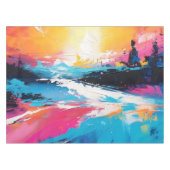 放射セレニティ：抽象芸術サンセット反射 テーブルクロス (正面(横))