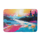 放射セレニティ：抽象芸術サンセット反射 バスマット (正面)