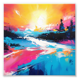 放射セレニティ：抽象芸術サンセット反射 フォトプリント           