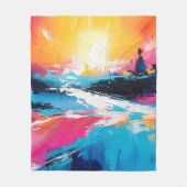 放射セレニティ：抽象芸術サンセット反射 フリースブランケット (正面)