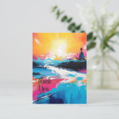 放射セレニティ：抽象芸術サンセット反射 ポストカード (スタンド正面)