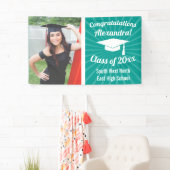 放射ティール（緑がかった色）カスタム写真卒業バナー 横断幕 (インサイチュ)