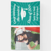 放射ティール（緑がかった色）カスタム写真卒業バナー 横断幕 (縦)