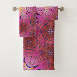 放射ハート万華鏡のように千変万化するパターン バスタオルセット