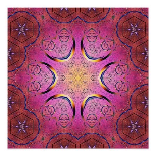 放射ハート万華鏡のように千変万化するパターン ポスター (正面)