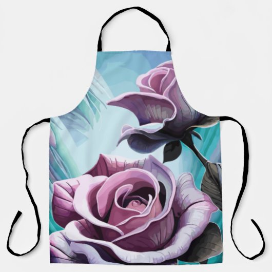 放射バラ：完璧なピンクと紫の花びら エプロン (正面)