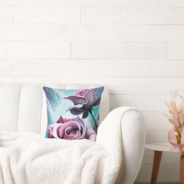 放射バラ：完璧なピンクと紫の花びら クッション