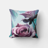 放射バラ：完璧なピンクと紫の花びら クッション (正面)