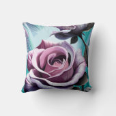 放射バラ:完璧なピンクと紫の花びら クッション (裏面)