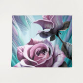 放射バラ：完璧なピンクと紫の花びら タペストリー (正面(横))