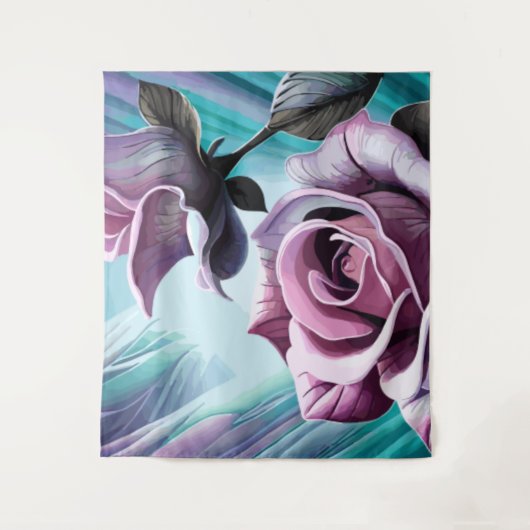 放射バラ：完璧なピンクと紫の花びら タペストリー (正面)