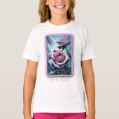 放射バラ：完璧なピンクと紫の花びら Tシャツ (正面)