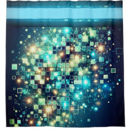 放射ピクセル《写真》ぼけ味 シャワーカーテン
