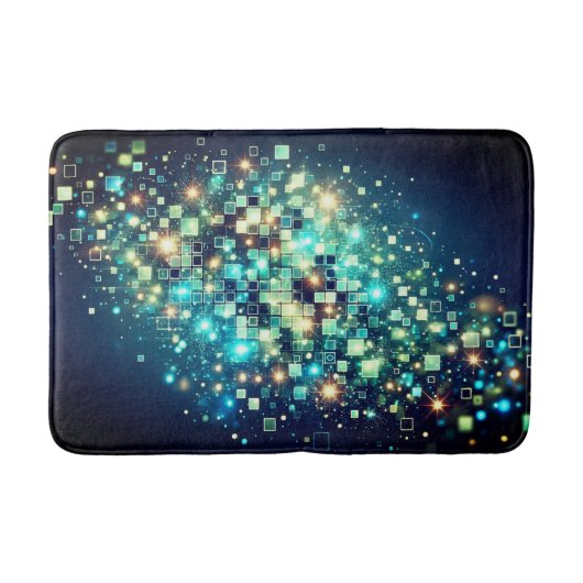 放射ピクセル《写真》ぼけ味 バスマット (正面)