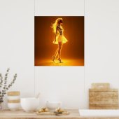 放射ファンタジーモデル発光黄金の輝き ポスター (キッチン)