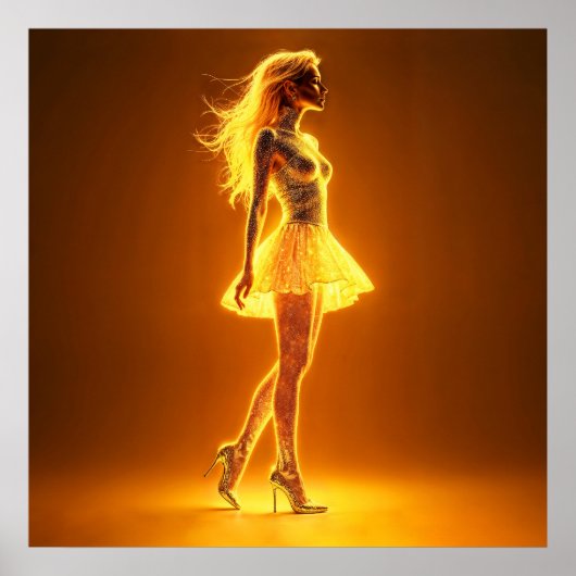 放射ファンタジーモデル発光黄金の輝き ポスター (正面)