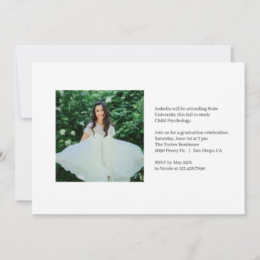 放射モーメント編集可能なカラー卒業インベントティ 招待状 (裏面)