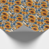 放射型ひまわり模様 ラッピングペーパー (角)