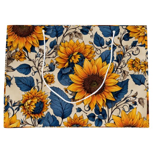 放射型ひまわり模様 ラージペーパーバッグ (正面)