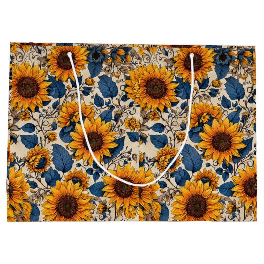 放射型ひまわり模様 ラージペーパーバッグ (裏面)